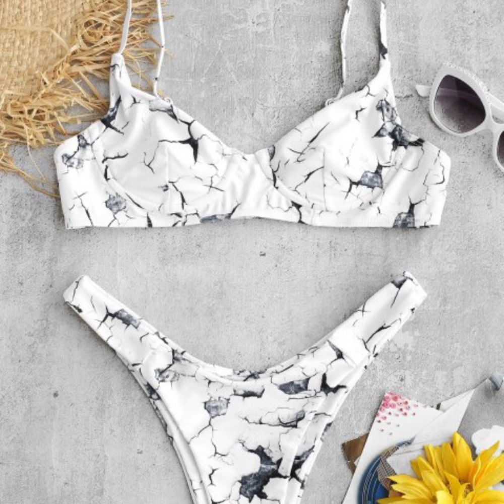 Zaful marble print bikini set